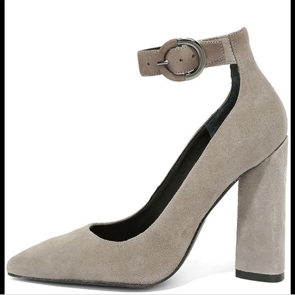 Kendall & Kylie Grey Suede Block Heel